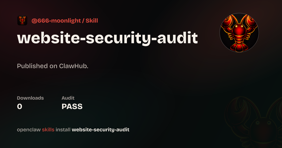 Website Security Audit — ClawHub