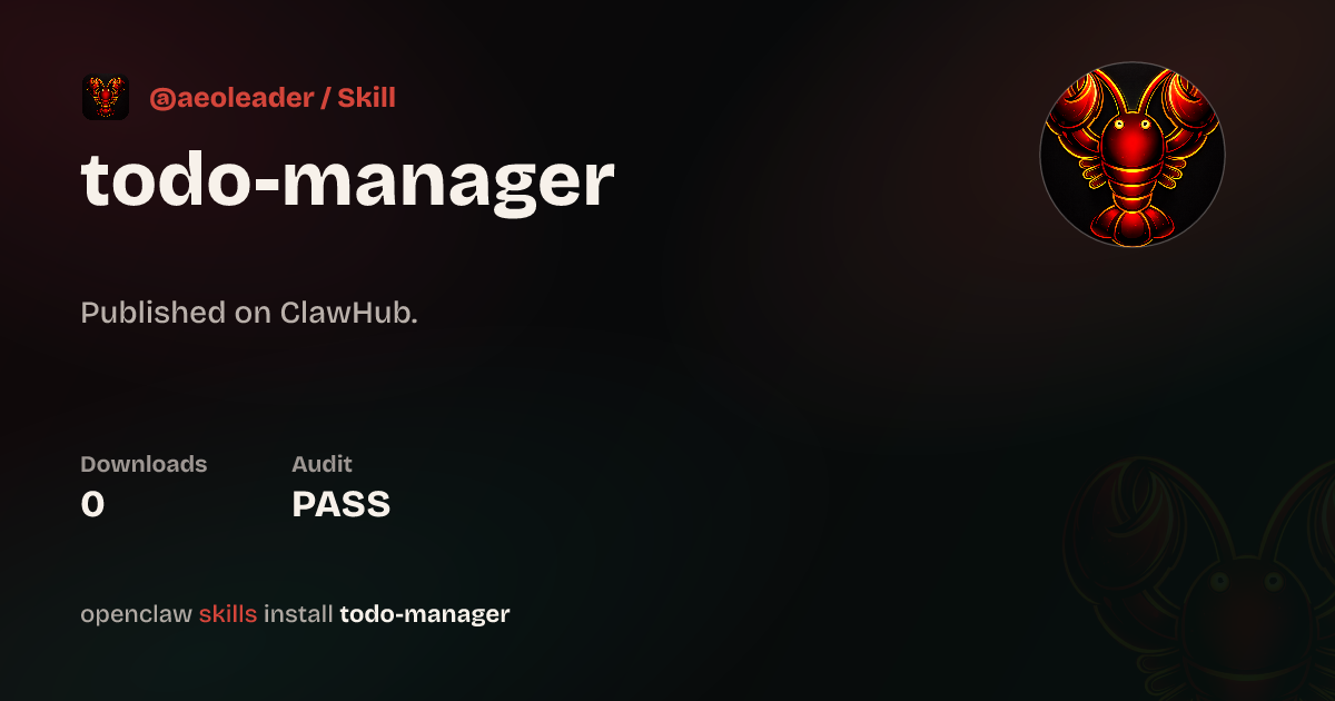 Todo Manager — ClawHub