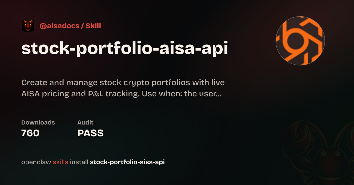 Security audit · stock-portfolio-aisa-api — ClawHub