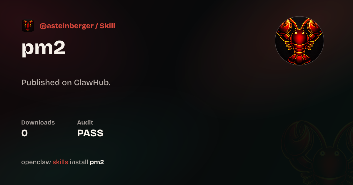 PM2 Process Manager — ClawHub