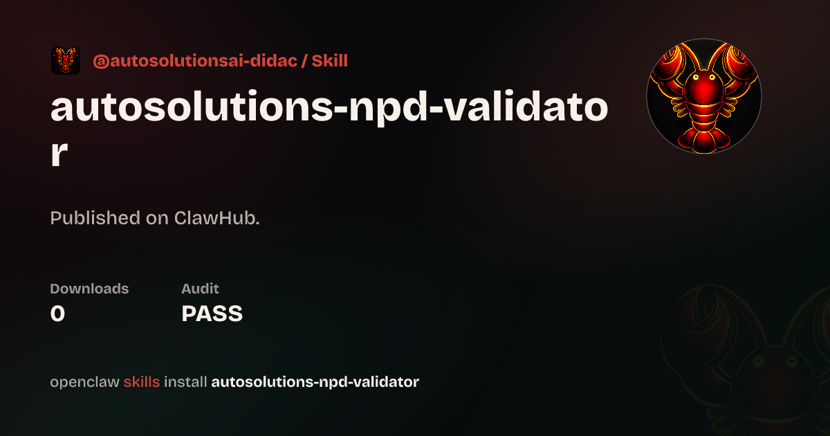 NPD Validator — ClawHub