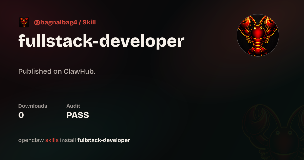 Fullstack Developer — ClawHub