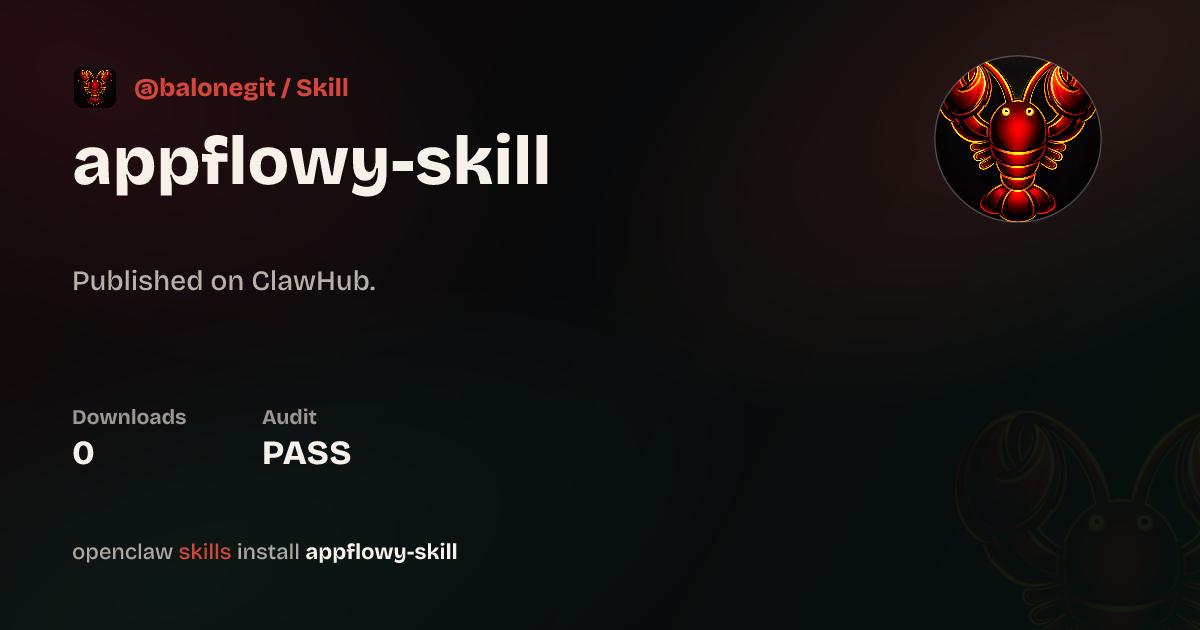 Appflowy Skill — ClawHub