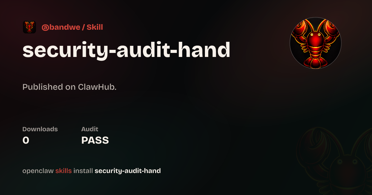 Security Audit Hand — ClawHub
