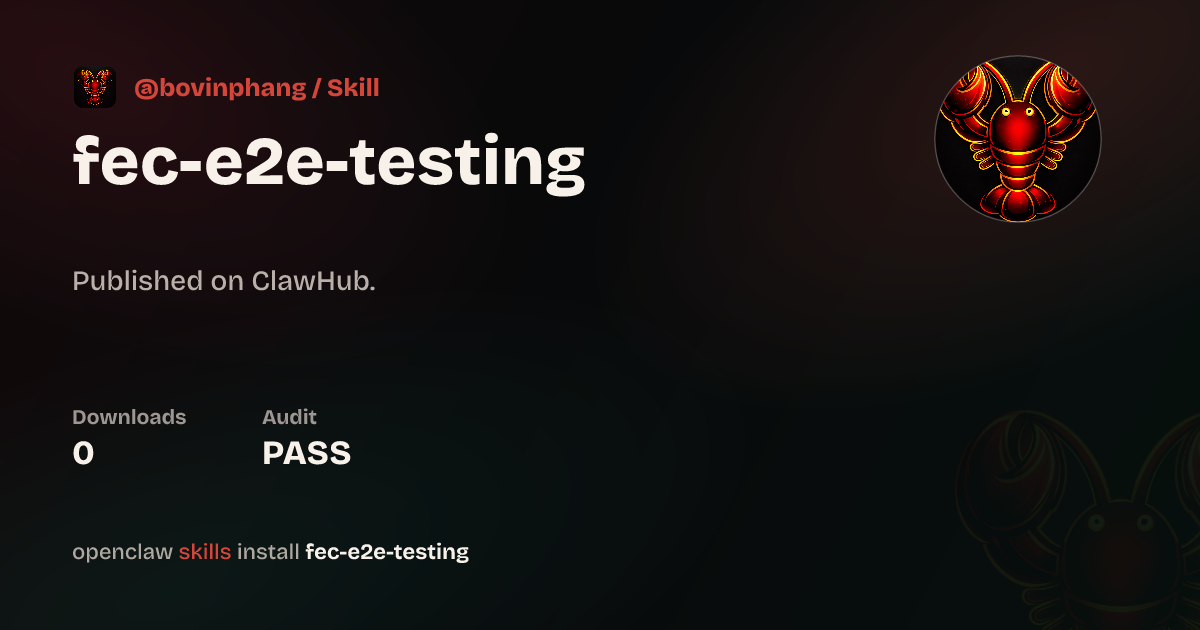 E2E Testing — ClawHub