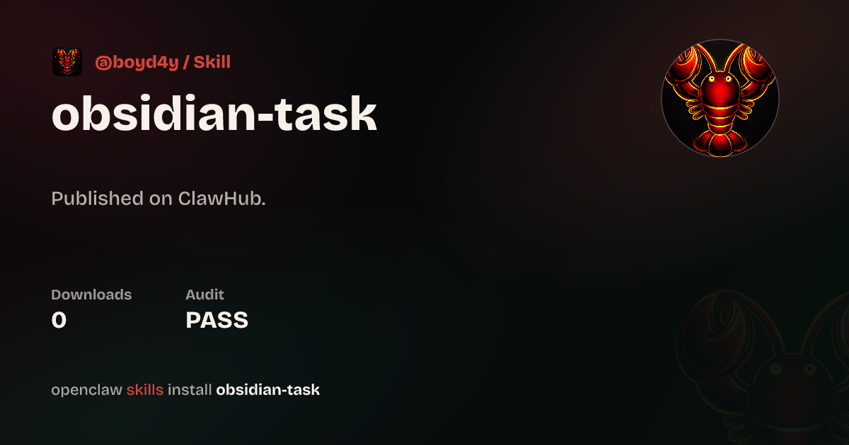 Obsidian Task — ClawHub