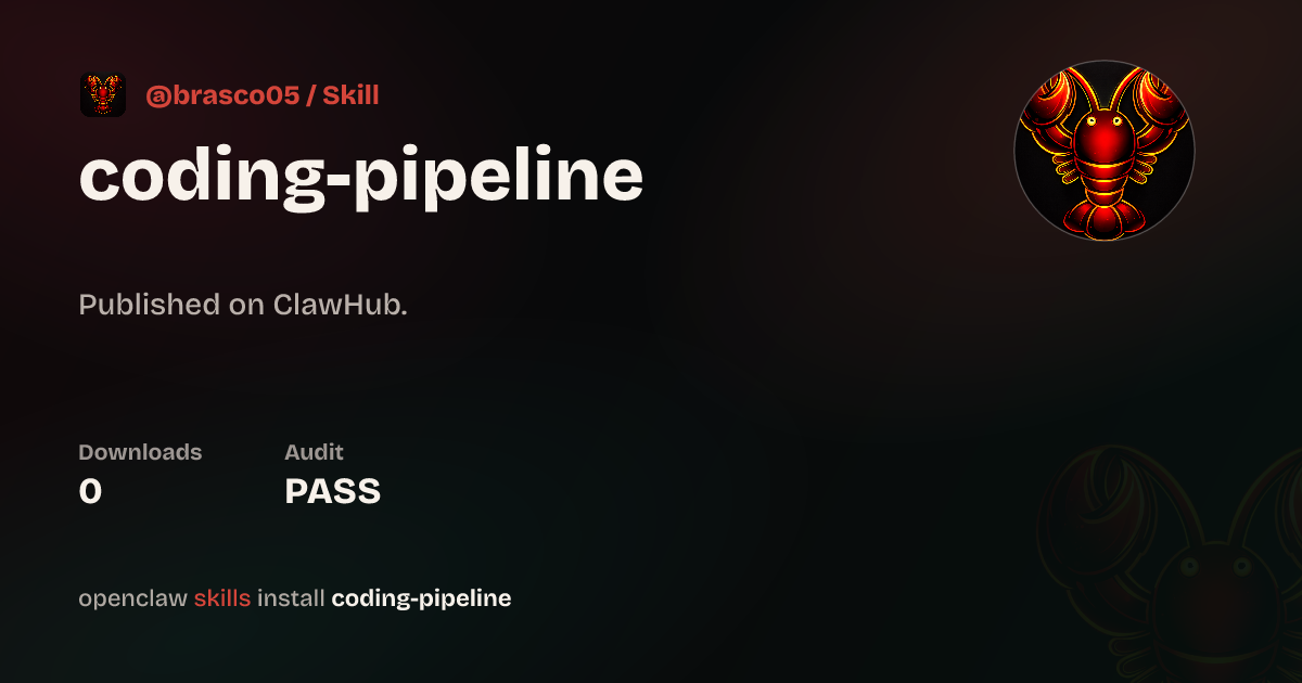 Security audit · Coding Pipeline — ClawHub