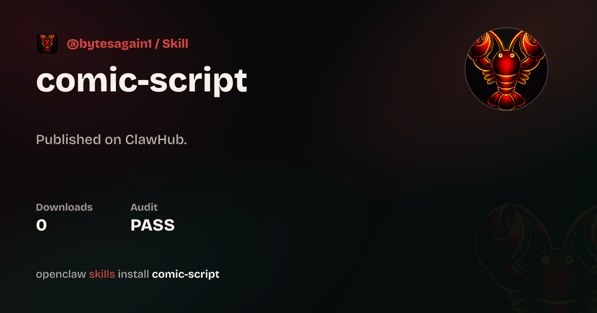 Comic Script — ClawHub