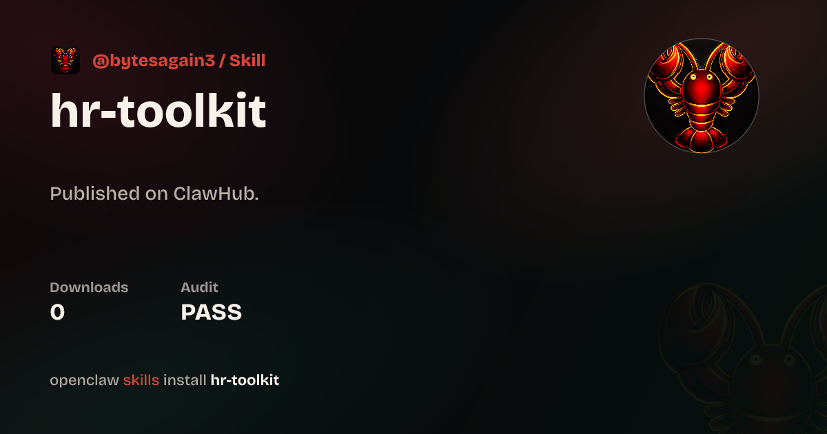 Security audit · Hr Toolkit — ClawHub