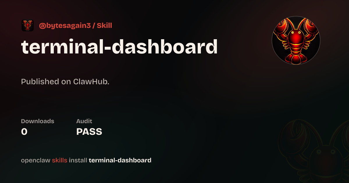 Terminal Dashboard — ClawHub