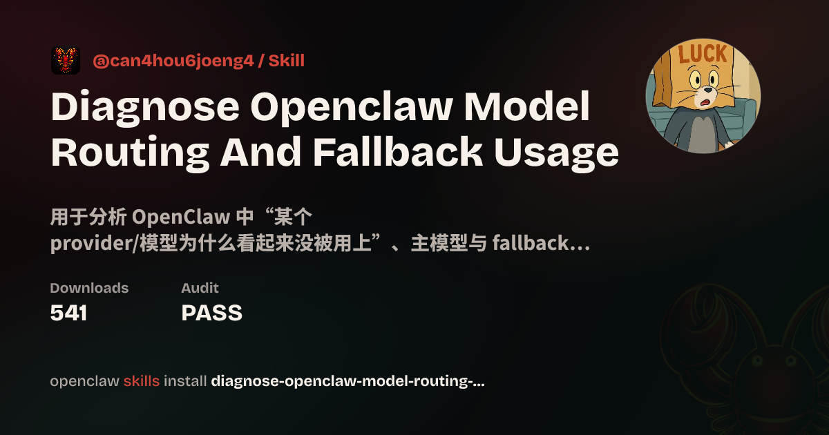 Diagnose Openclaw Model Routing And Fallback Usage — ClawHub