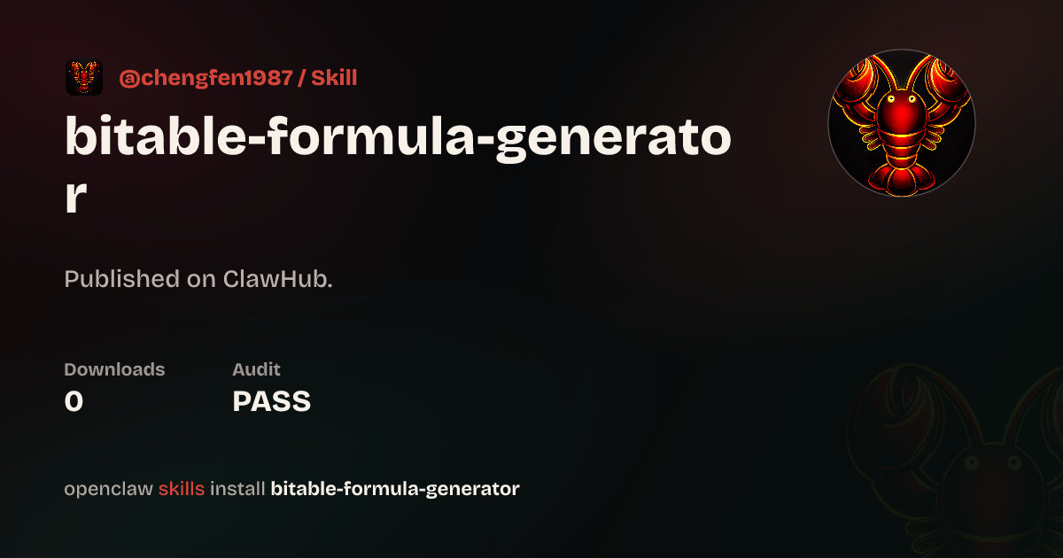Security audit · bitable-formula-generator — ClawHub