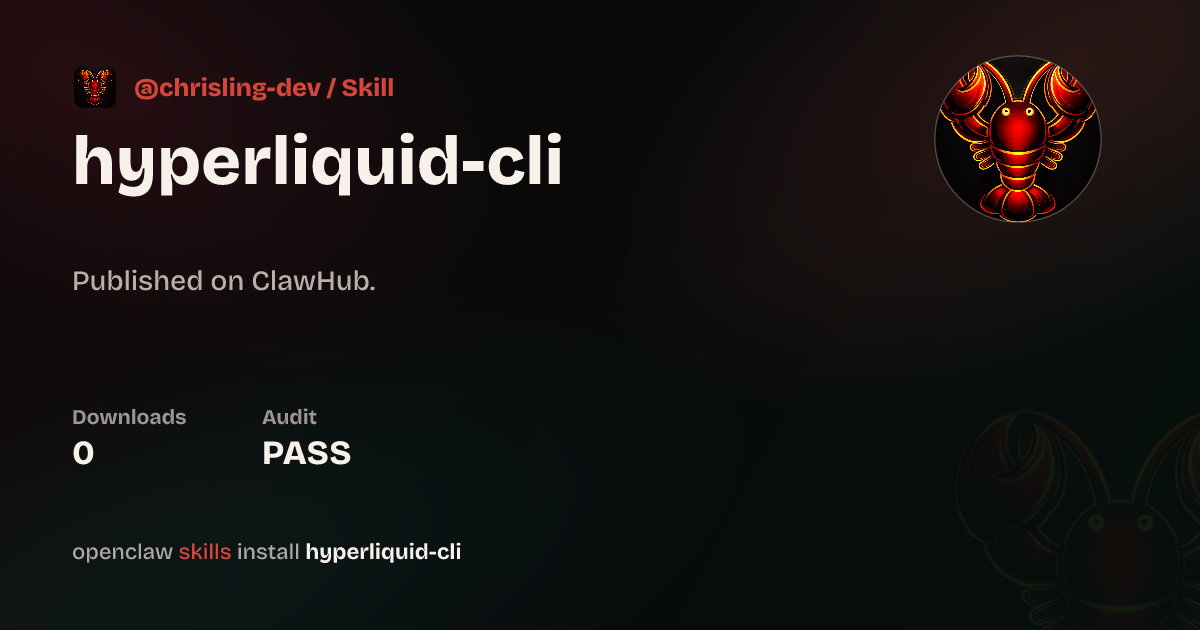Hyperliquid CLI (with HIP3 Support) — ClawHub