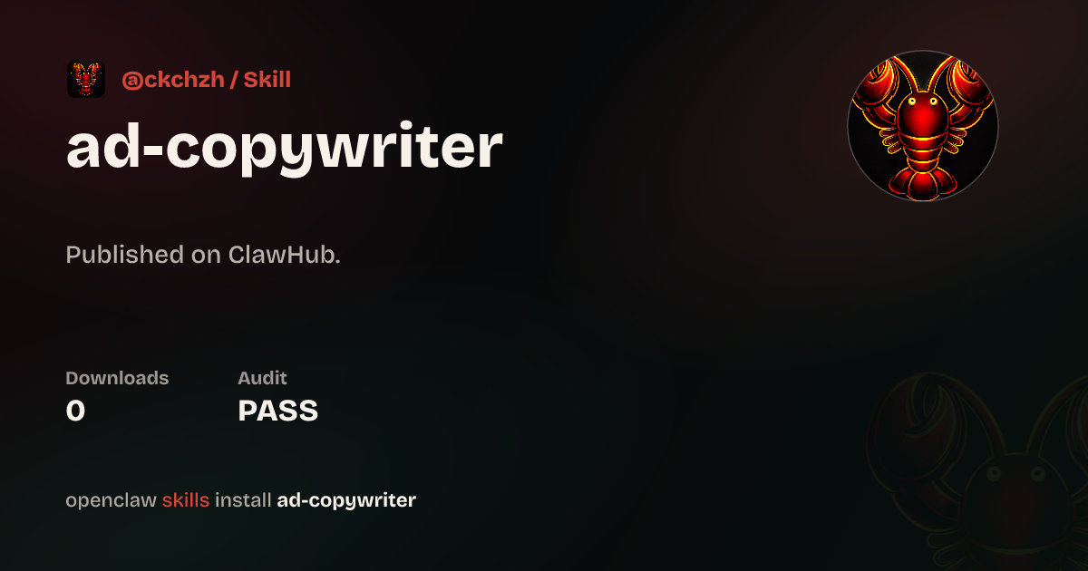 Ad Copywriter — ClawHub