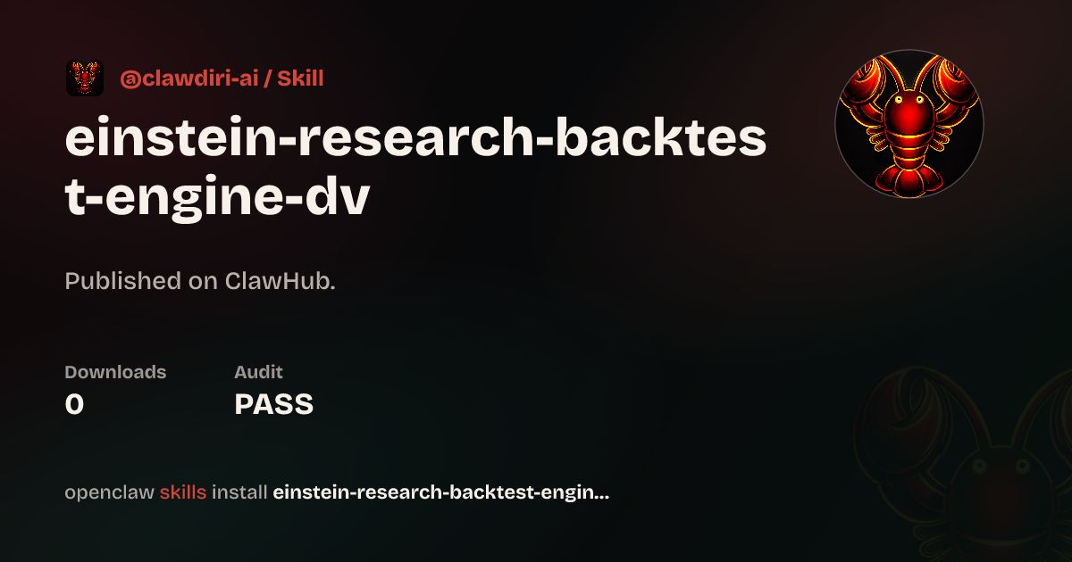 Backtest Engine - Run Backtests — ClawHub