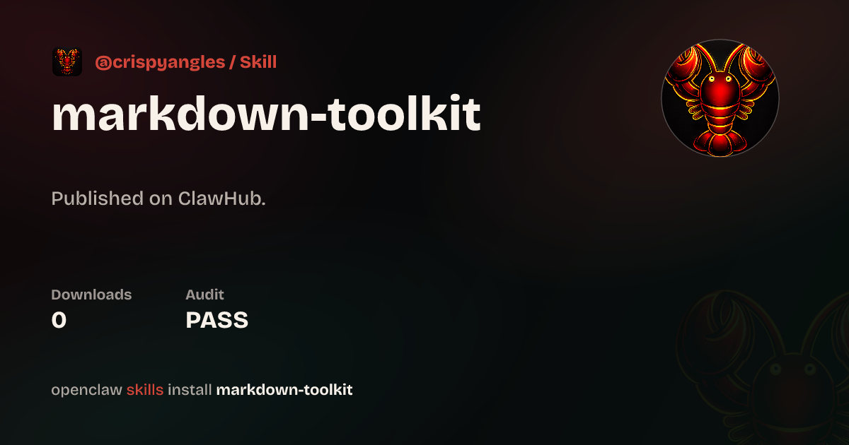 Markdown Toolkit — ClawHub