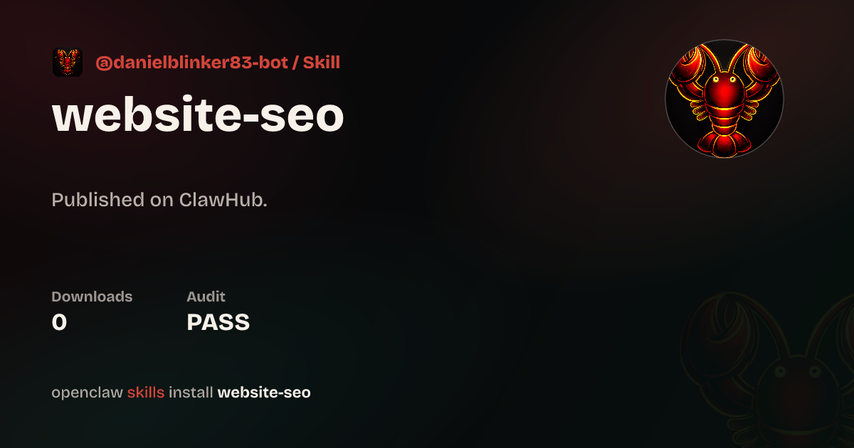 Website SEO — On-Page Optimization System — ClawHub
