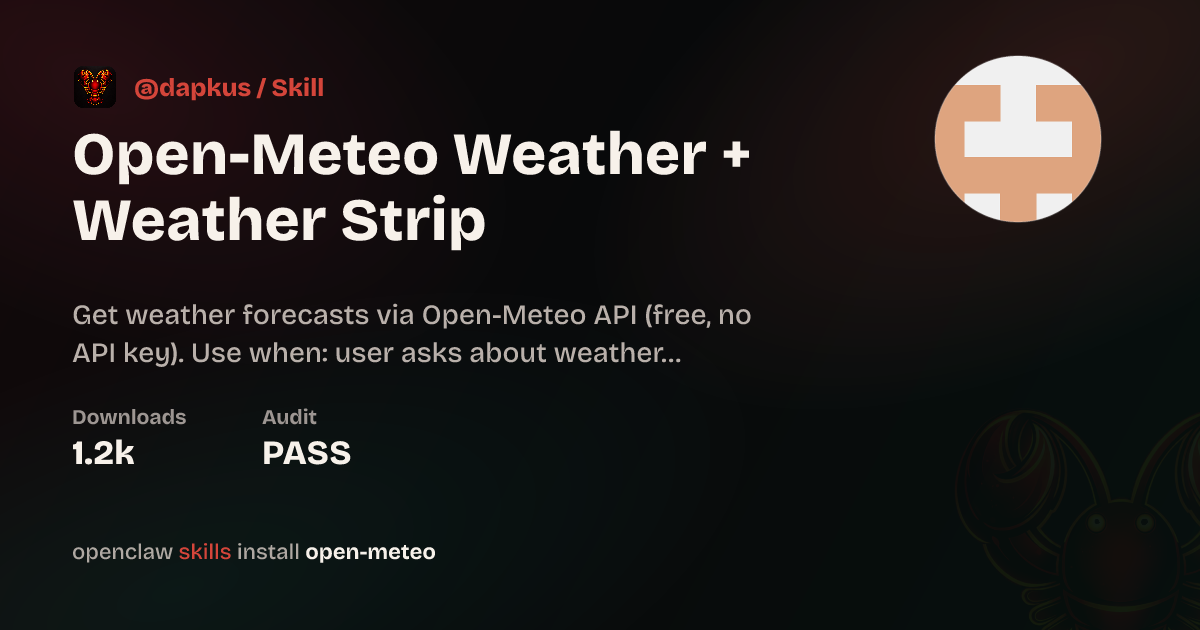 Open-Meteo Weather + Weather Strip — ClawHub