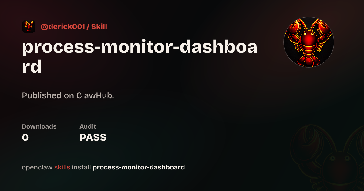 Process Monitor Dashboard — ClawHub