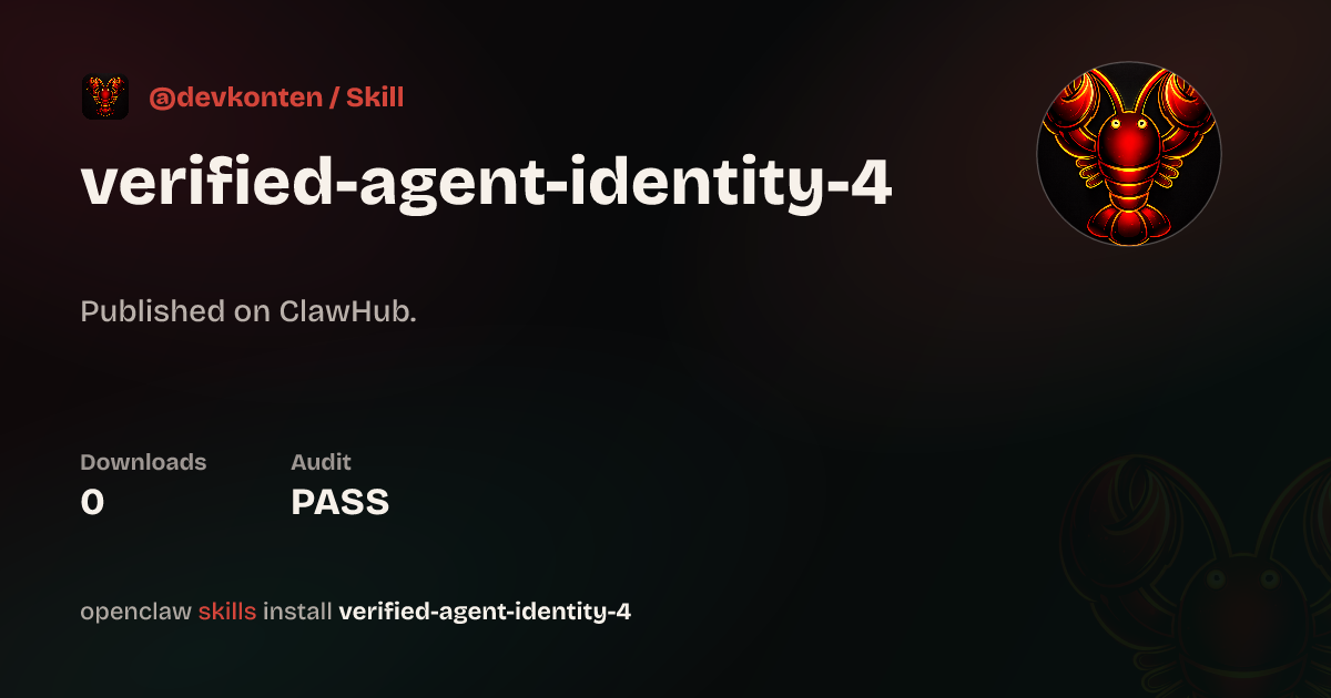 Verified Agent Identity — ClawHub