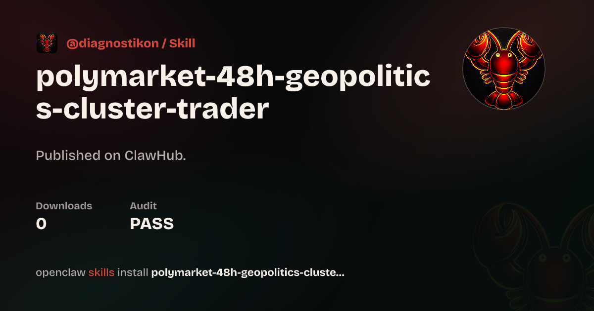 Security audit · Polymarket 48h Geopolitics Cluster Trader — ClawHub