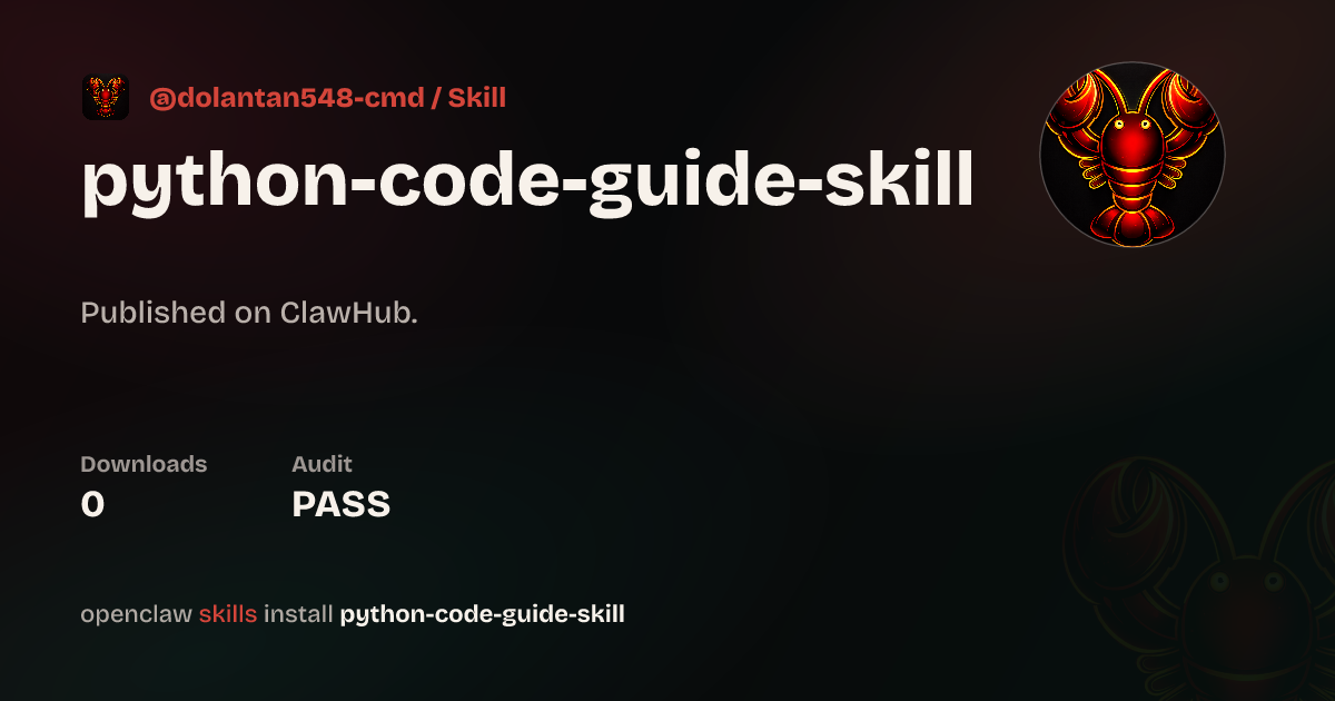 Security audit · python-code-pep8-style — ClawHub