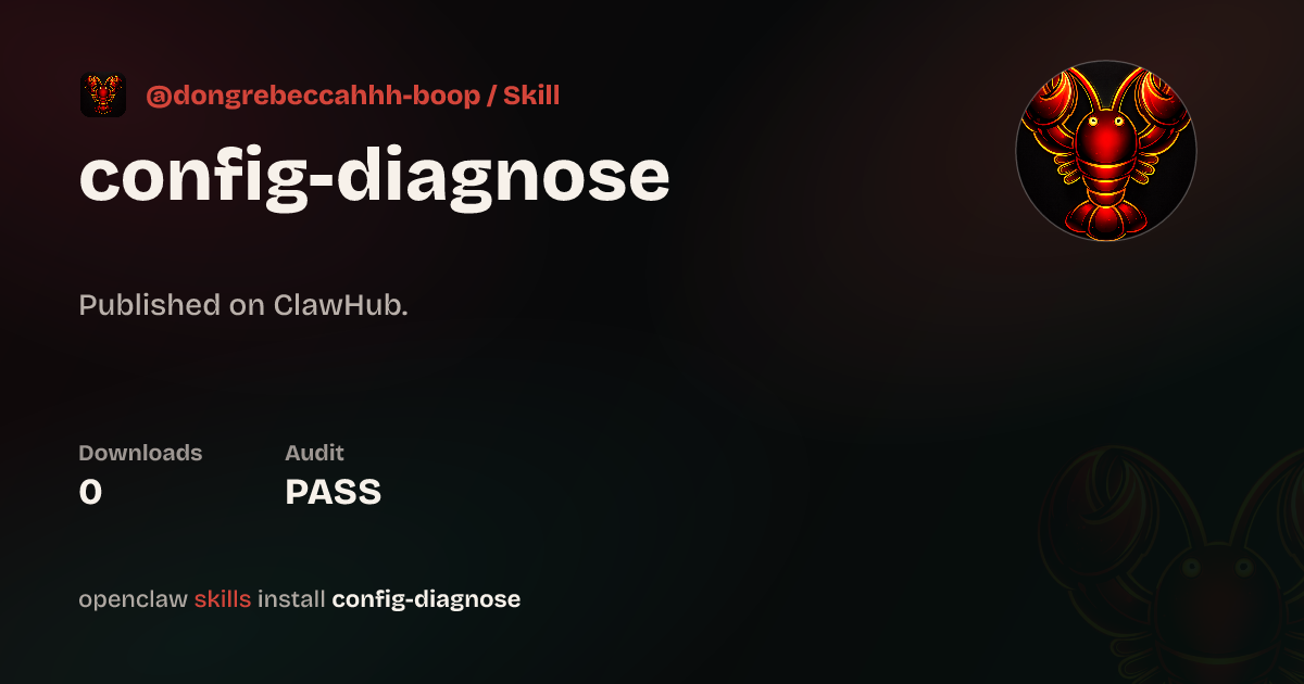 Security audit · Config Diagnose — ClawHub