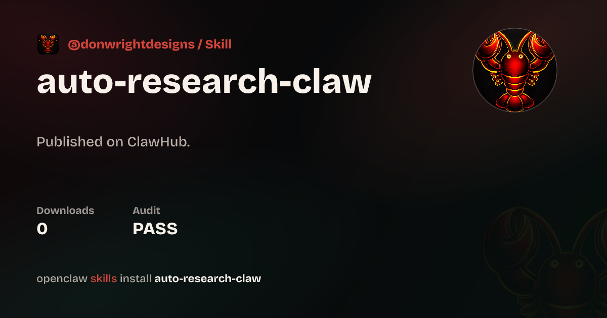 Security audit · Auto Research Claw — ClawHub