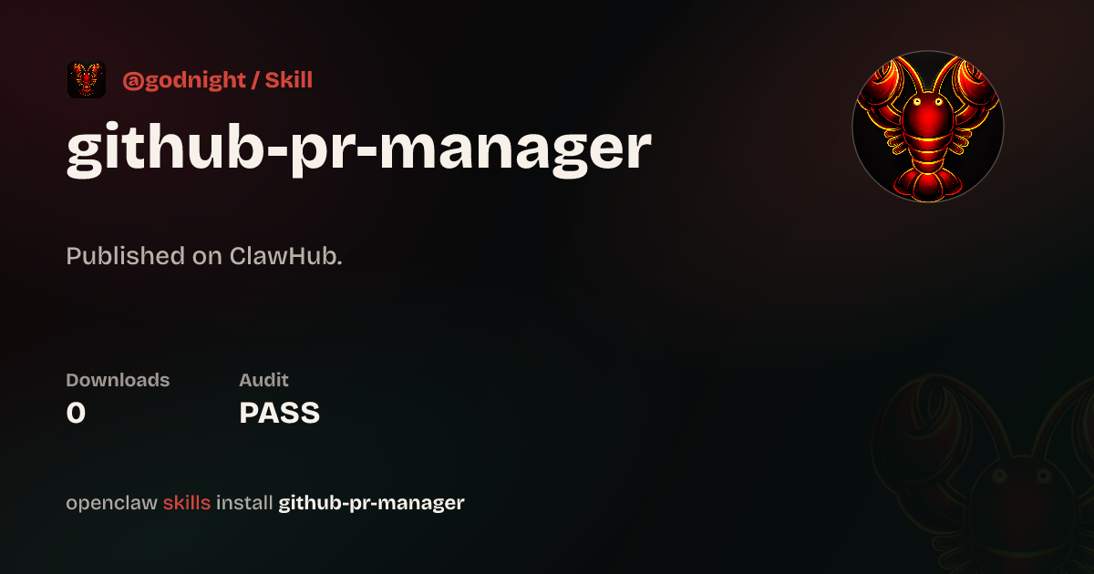 GitHub PR Manager — ClawHub