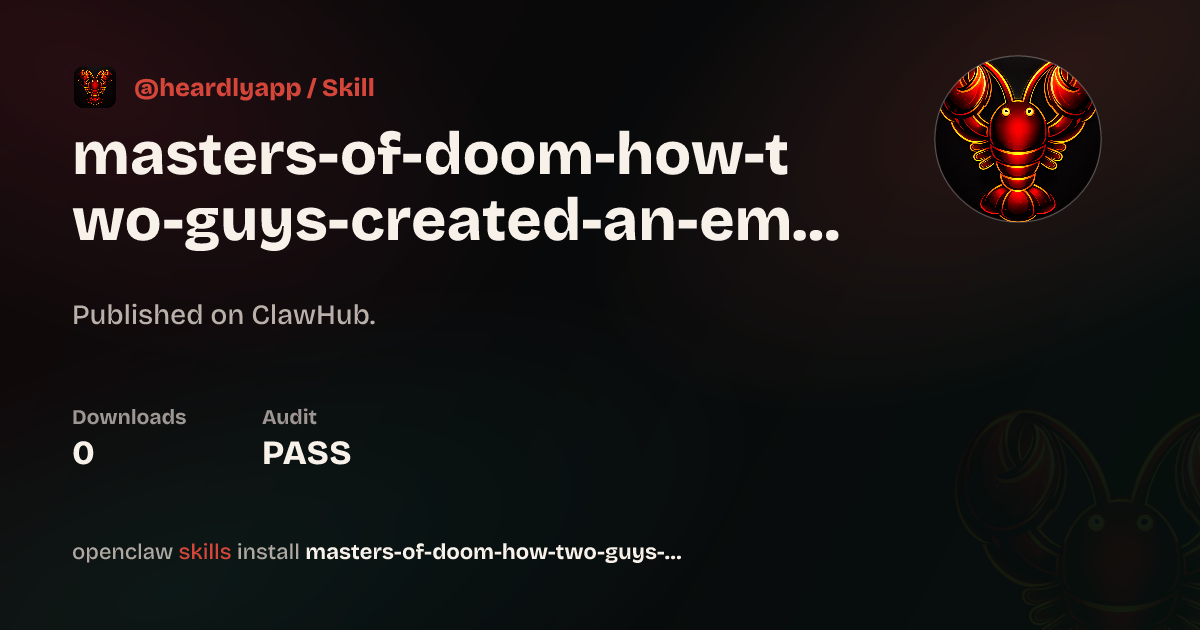 Security audit · Masters Of Doom How Two Guys Created An Empire And ...