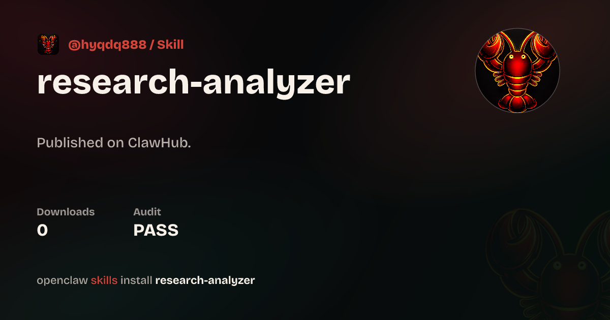 Research Analyzer — ClawHub