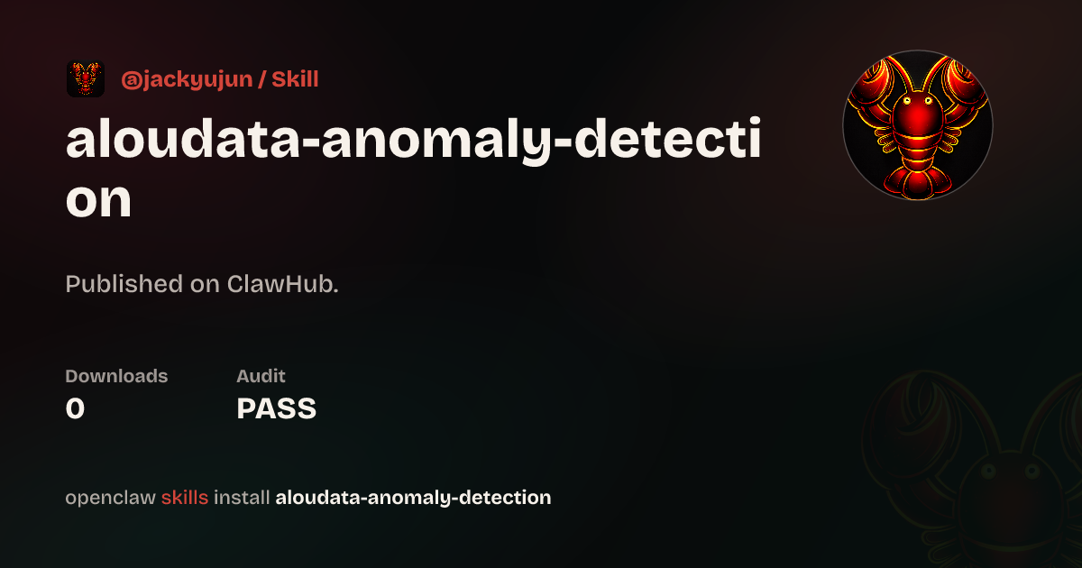 Security audit · Aloudata CAN SKILLS - anomaly-detection — ClawHub
