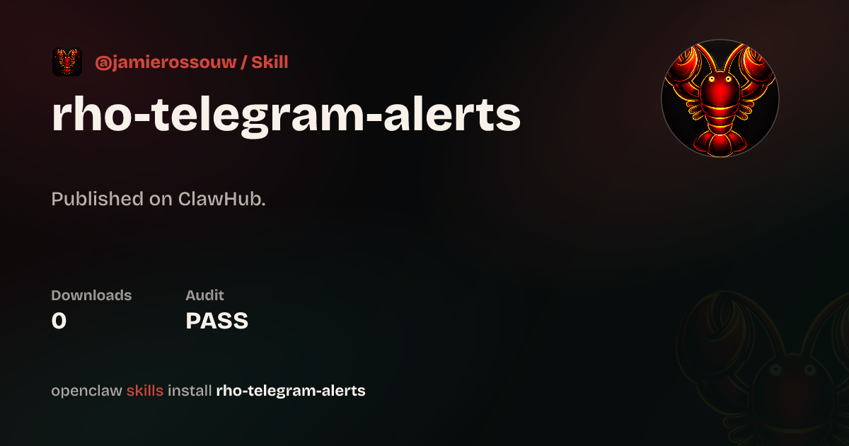 Telegram Alerts — ClawHub