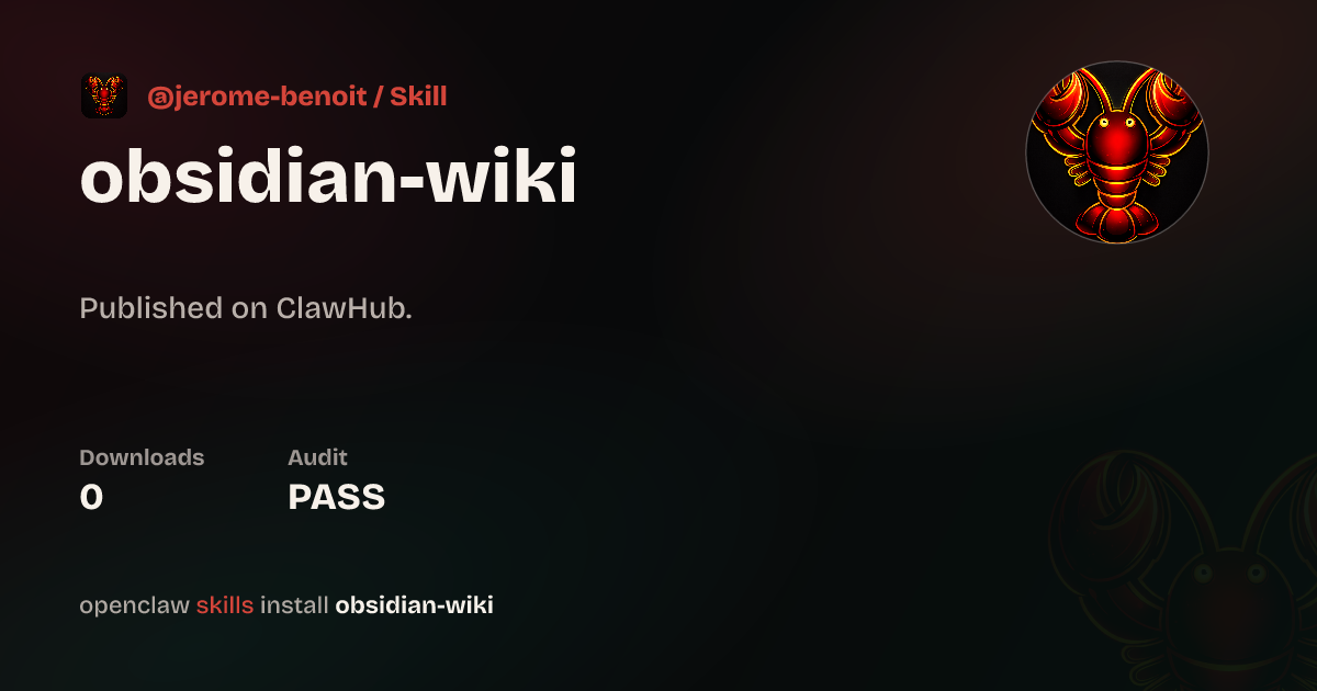 Obsidian Wiki — ClawHub