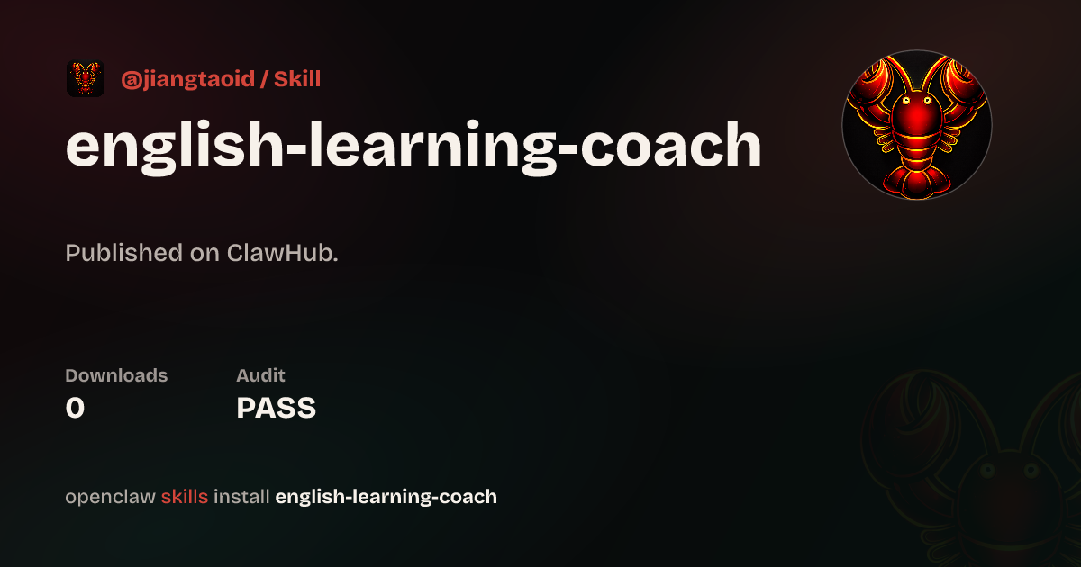 English Learning Coach — ClawHub