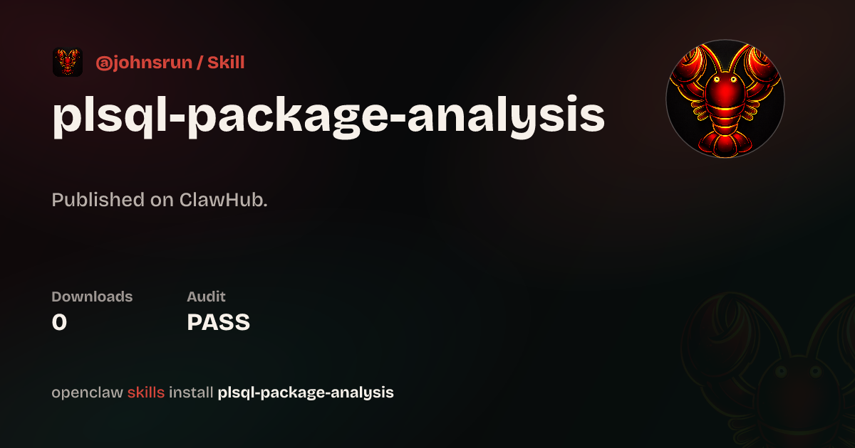 SP Analysis in PL/SQL Package — ClawHub