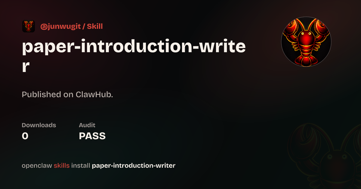paper-introduction-writer — ClawHub