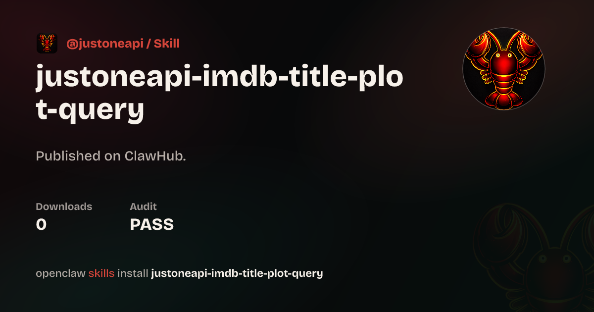 IMDb Plot Summary API — ClawHub