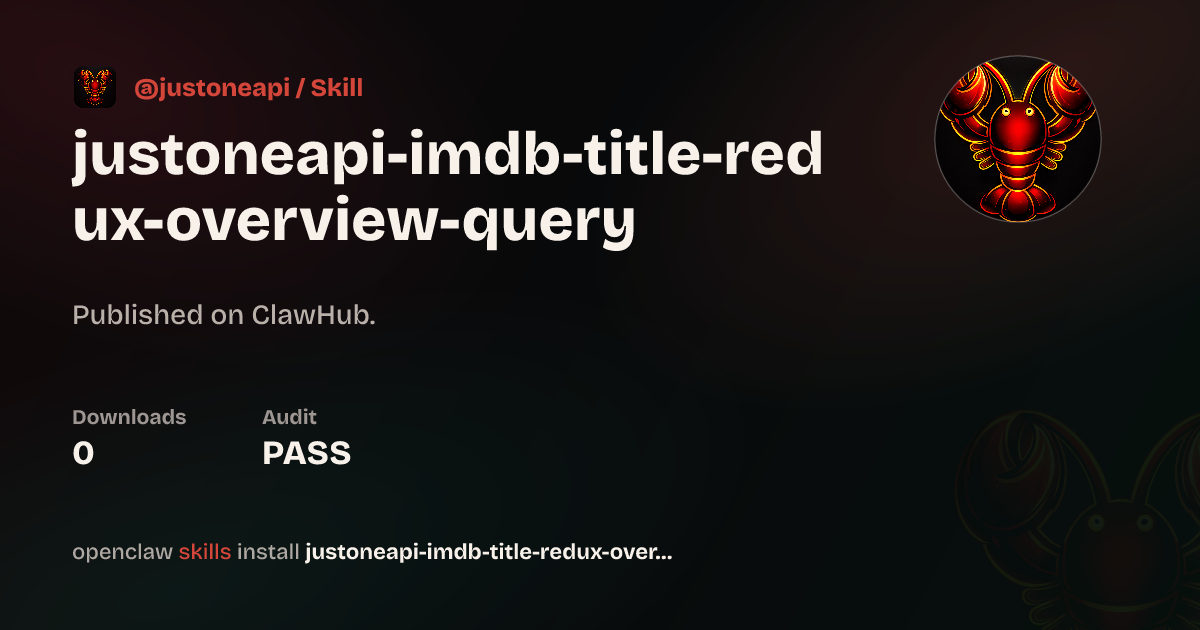 IMDb Redux Overview API — ClawHub