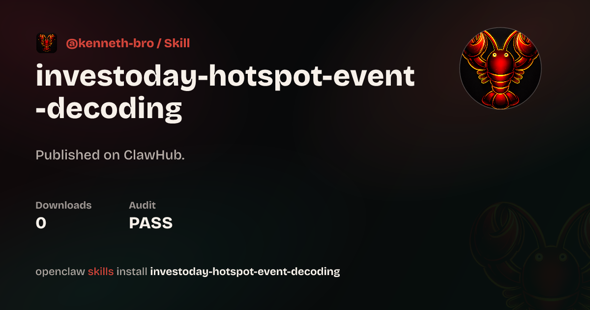Security audit · investoday-hotspot-event-decoding — ClawHub