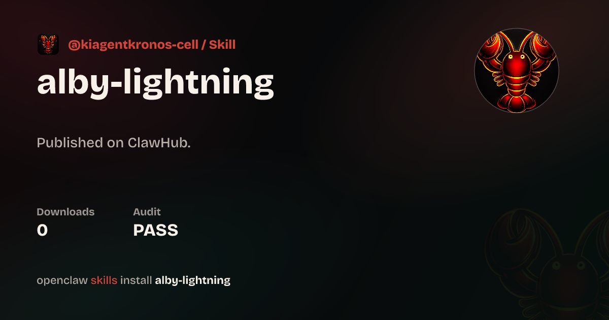 Alby Lightning Payments — ClawHub