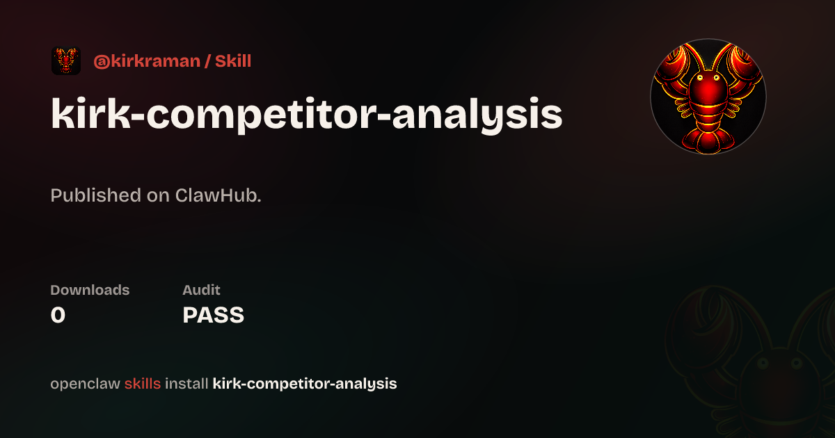 Security audit · competitor-analysis — ClawHub
