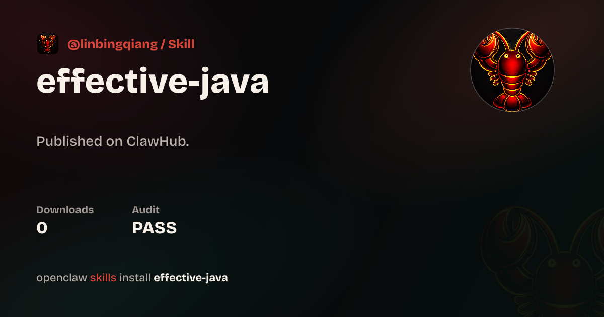 Effective Java — ClawHub