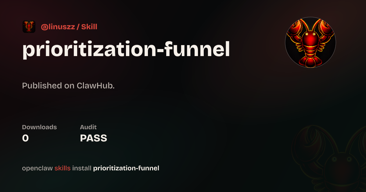 Prioritization Funnel — ClawHub