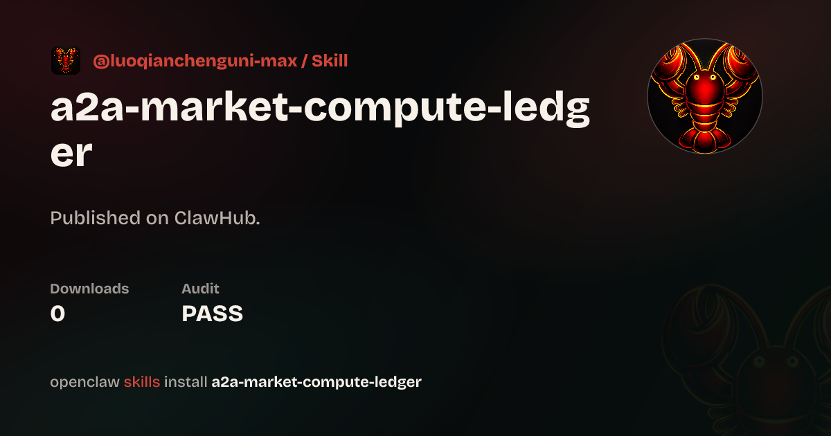 Security audit · a2a-Market-Compute-Ledger — ClawHub