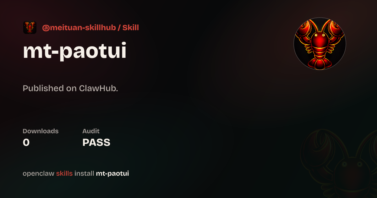 Security audit · mt-paotui — ClawHub