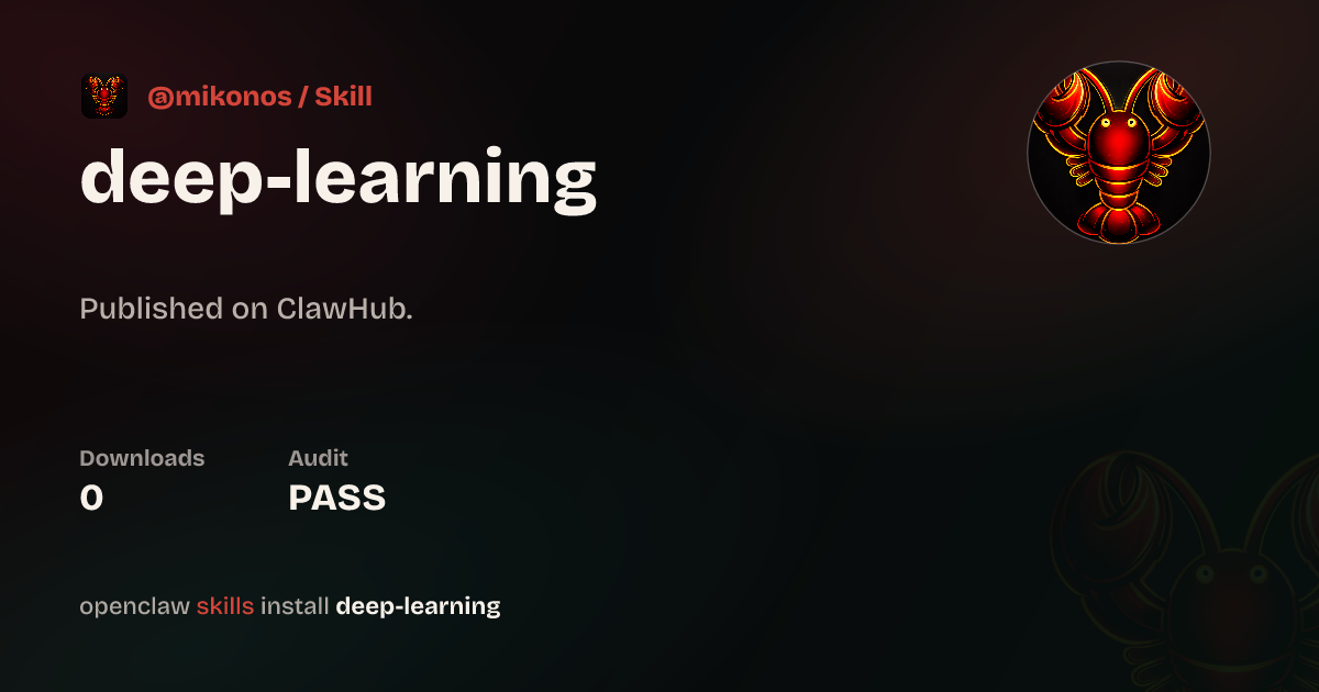 Security audit · Deep Learning (Zettelkasten) — ClawHub