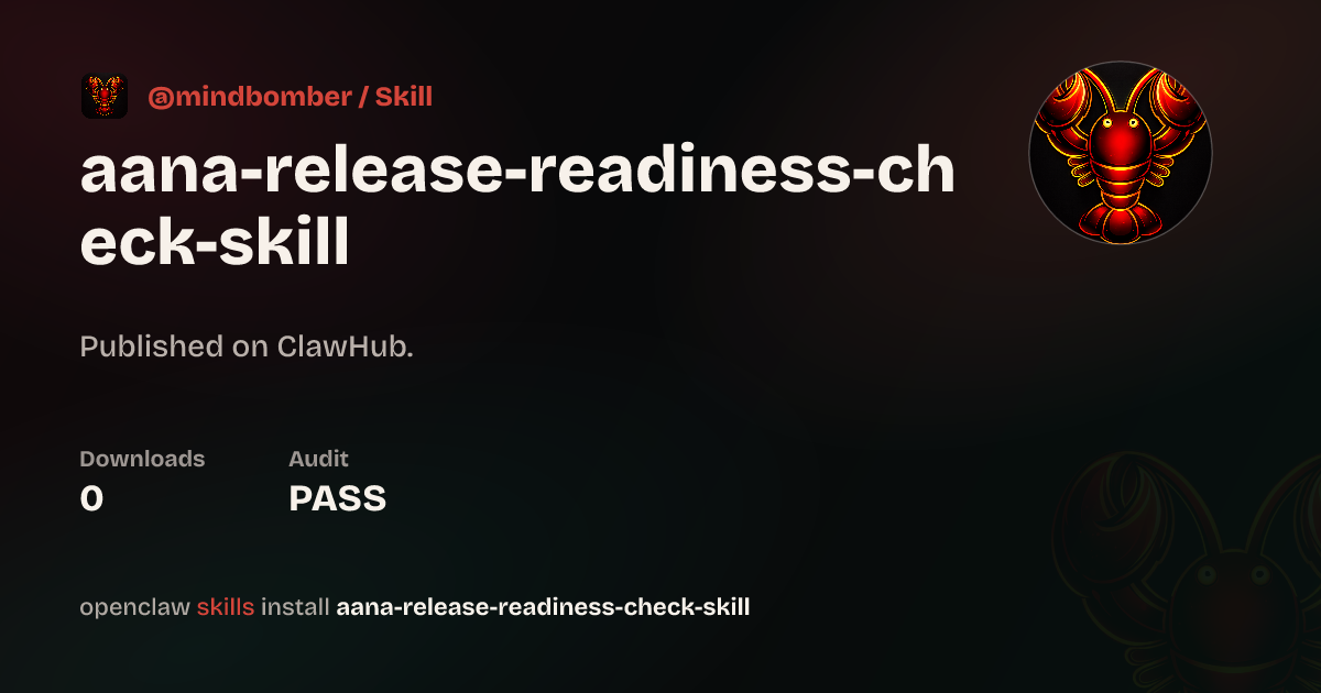 Security audit · AANA Release Readiness Check Skill — ClawHub