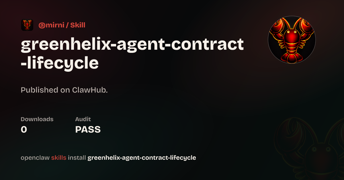 Security audit · Agent Contract Lifecycle Management — ClawHub