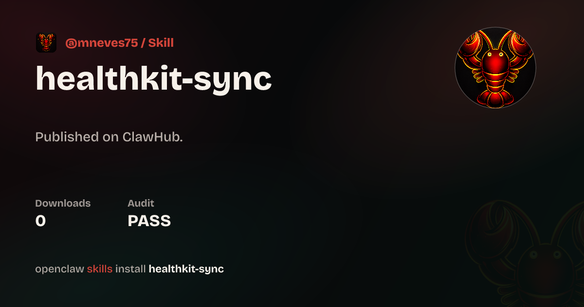 HealthKit Sync — ClawHub